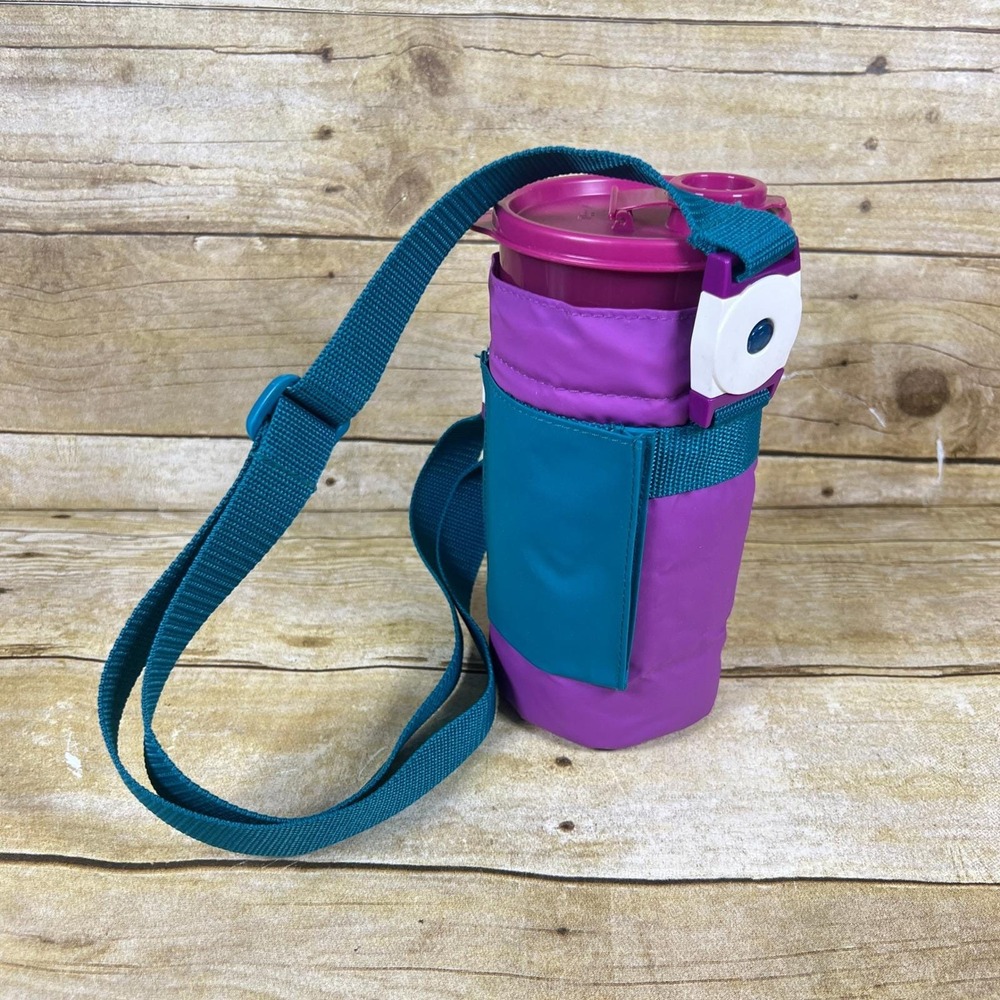 Vtg Tupperware Thirstquake 30oz Tumbler Insulated Carrying Bag Purple Teal White